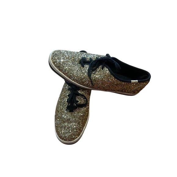Keds X Kate Spade Shoes - Kate Spade x Keds Champion Gold Glitter Sneakers Black Trim | Size 7